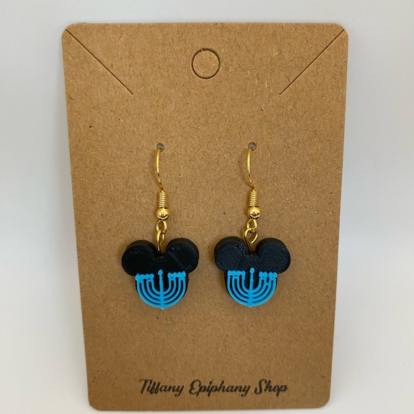 One pair Hanukkah Mickey Earrings Handmade NWT - Picture 14 of 15